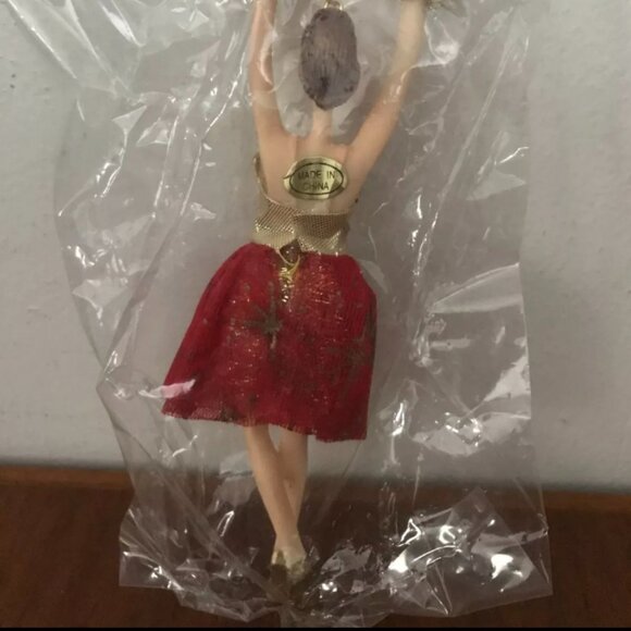 Vintage Spain's Inc. Vinyl Ballerina Christmas Tree Hanging Ornament Red Tutu - Picture 8 of 9